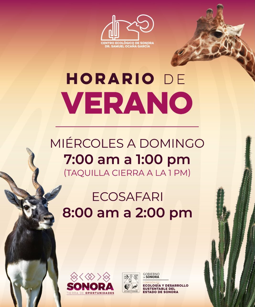 Gobierno de Sonora ajusta horario de atención del Centro Ecológico